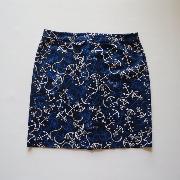 Banana Republic Sea Anchor Rope Symbols Women’s Blue Skirt Size 12 - Picture 7 of 11